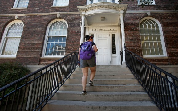 Woman on college campus